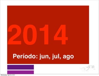Período: jun, jul, ago
2014
Wednesday, April 30, 2014
 