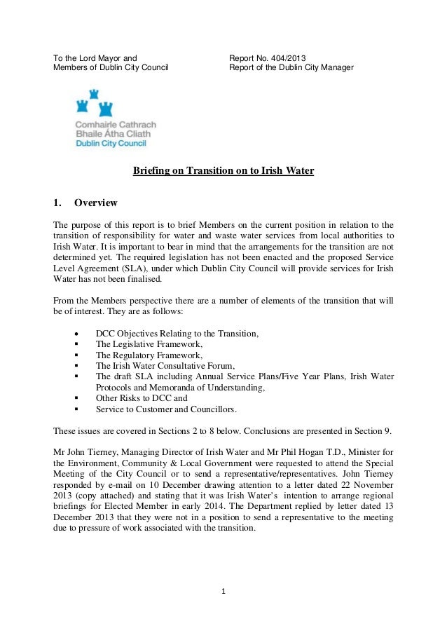 council report template briefing to dublin city council on water council report template briefing to dublin city council on water