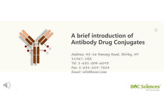A brief introduction of
Antibody Drug Conjugates
Address: 45-16 Ramsey Road, Shirley, NY
11967, USA
Tel: 1-631-504-6093
Fax: 1-631-614-7828
Email: info@bocsci.com
 