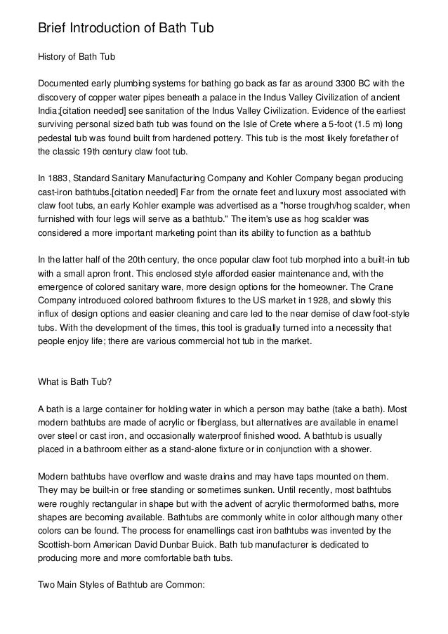 Brief Introduction of Bath Tub