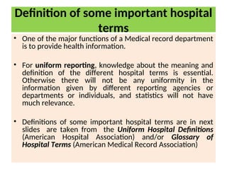 Hospital Statisticas Healthcare statistics #Mortality Rate #NDR #bed  occupancy #ALOS | PPT