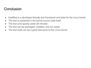 Brief introduction to kselftest | PDF | Operating Systems | Computer ...