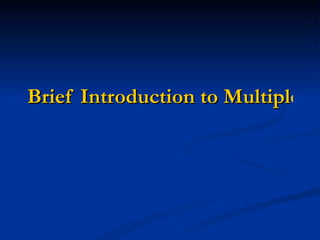 Brief Introduction to Multiple Level Marketing 