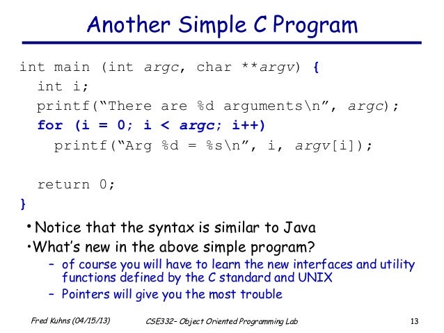 Brief introduction to the c programming language