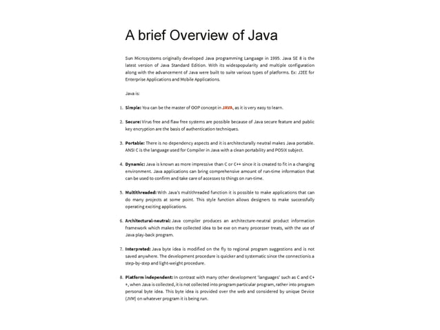 A brief Overview of Java | PPT
