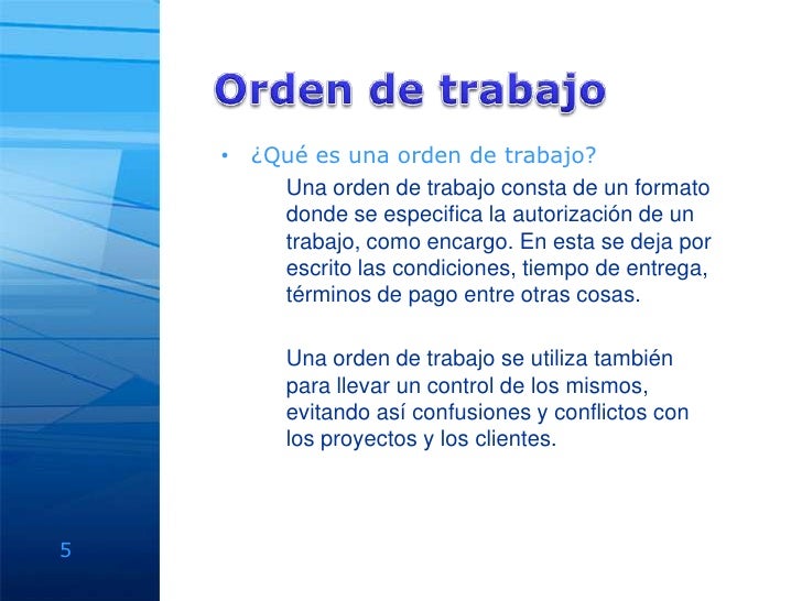 formato para orden de trabajo