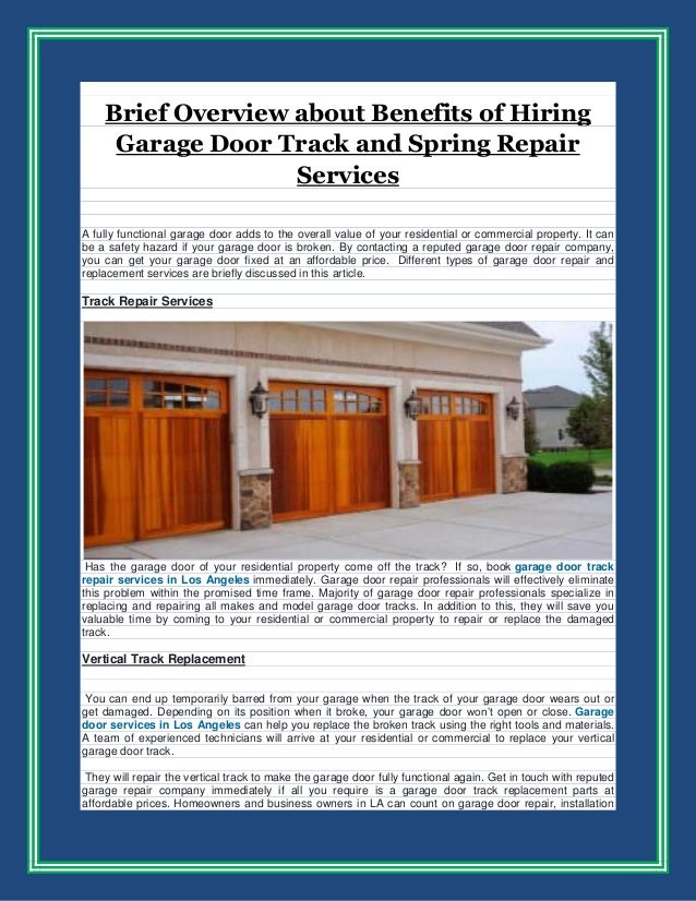 Brief Overview About Benefits Of Hiring Garage Door Track