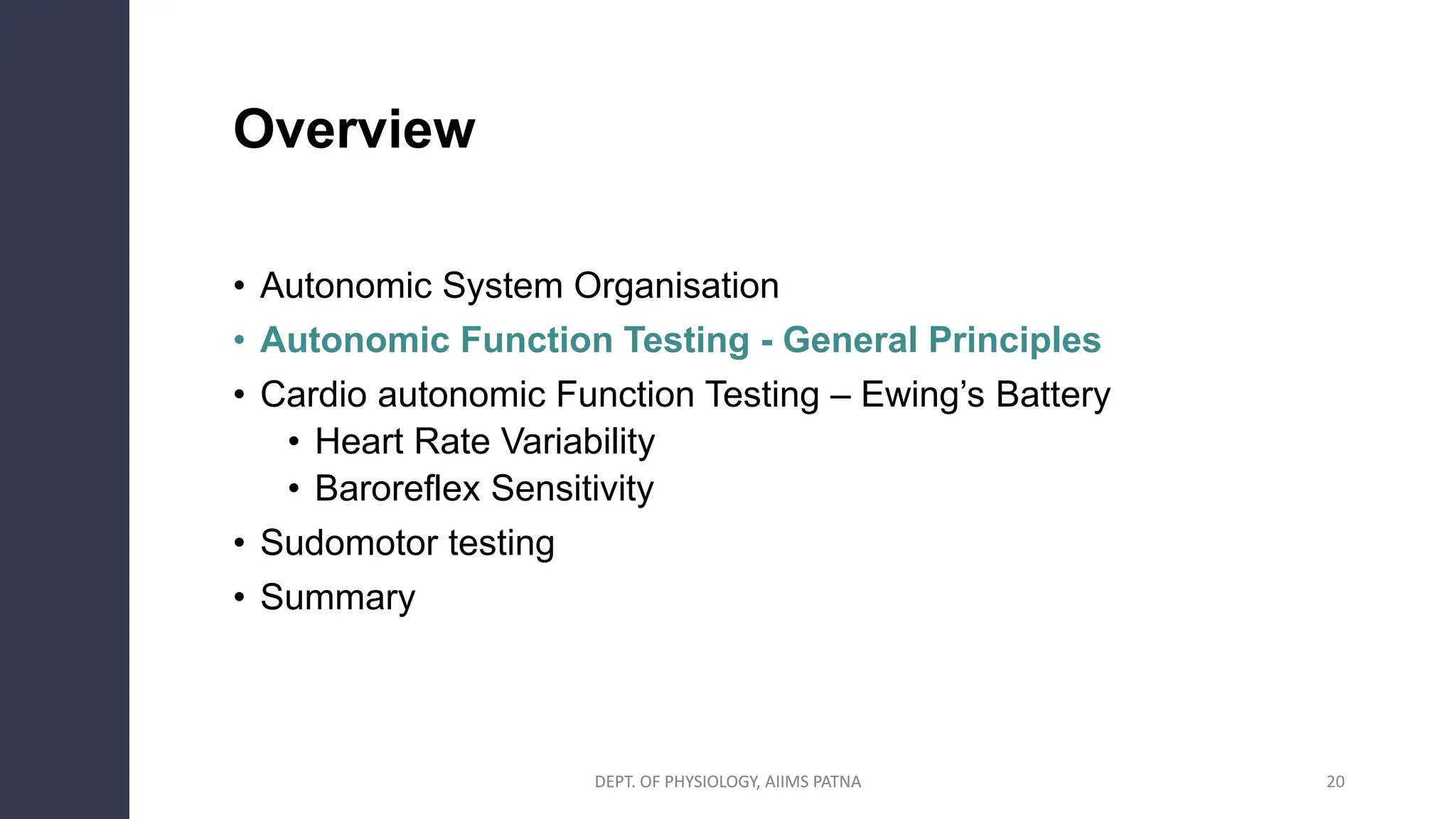 Brief Overview of Autonomic Function Tests | PPTX