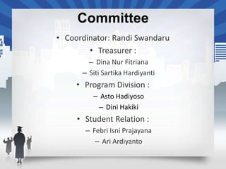 Committee




  – Asto Hadiyoso
   – Dini Hakiki
 