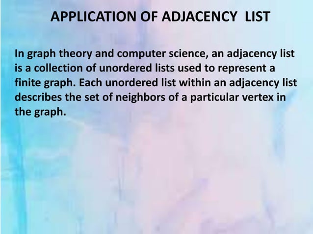 BRIEF RELETIONSHIP BETWEEN ADJACENCY MATRIX AND LIST pptx