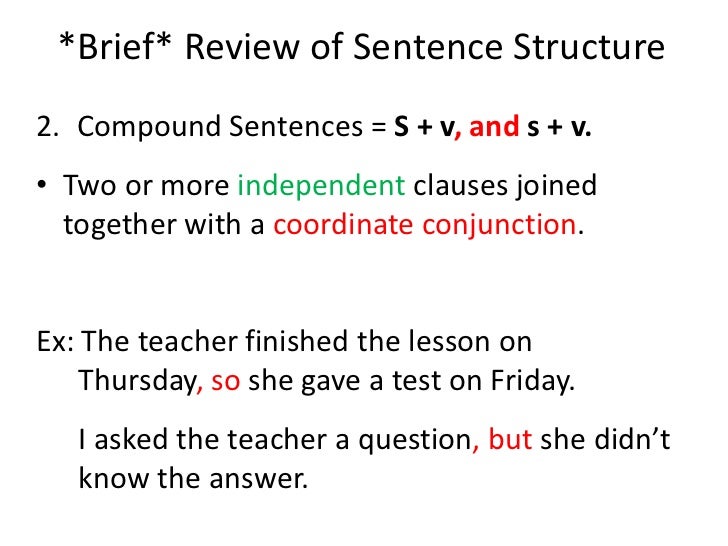 Brief review of sentence structure2010