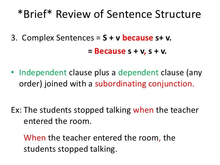 Brief review of sentence structure2010