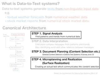 Text System Overview Brief survey of data-to-text systems | PDF