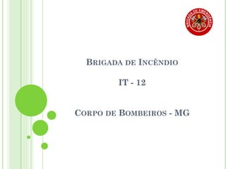 BRIGADA DE INCÊNDIO
IT - 12
CORPO DE BOMBEIROS - MG
 