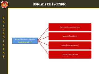BRIGADA DE INCÊNDIO
B
R
I
G
A
D
I
S
T
A
S
DIEGO MARSAL DO AMARAL
LÍDER BLOCOS E / F
EURÍPEDES HONOFRE DA SILVA
MARCOS ROSA ALVES
IVANO PAULO MATARUCO
LUIZ ANTONIO DA SILVA
 
