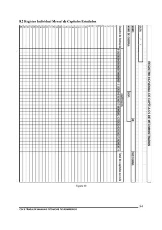 8.2 Registro Individual Mensal de Capítulos Estudados
Figura 40
COLETÂNEA DE MANUAIS TÉCNICOS DE BOMBEIROS
94
 