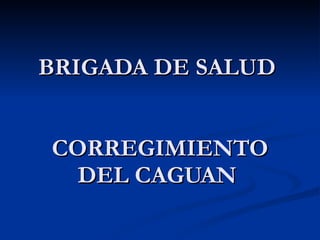 BRIGADA DE SALUD  CORREGIMIENTO DEL CAGUAN  