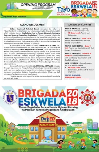 BRIGADA ESKWELA 2018 - Opening Program | DOCX