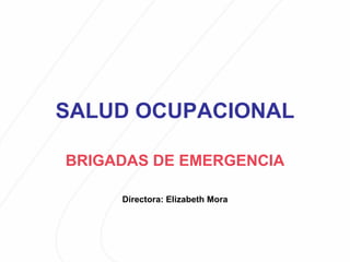 SALUD OCUPACIONAL BRIGADAS DE EMERGENCIA Directora: Elizabeth Mora