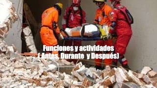 Funciones y actividades
( Antes, Durante y Después)
 