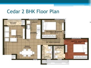 Cedar 2 BHK Floor Plan
 