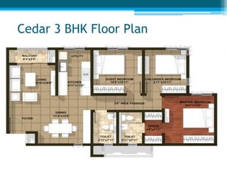 Cedar 3 BHK Floor Plan
 