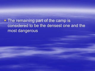  The remaining part of the camp is
  considered to be the densest one and the
  most dangerous
 
