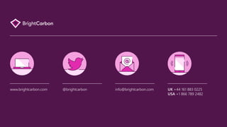 UK +44 161 883 0225
USA +1 866 789 2482
info@brightcarbon.com
www.brightcarbon.com @brightcarbon
 