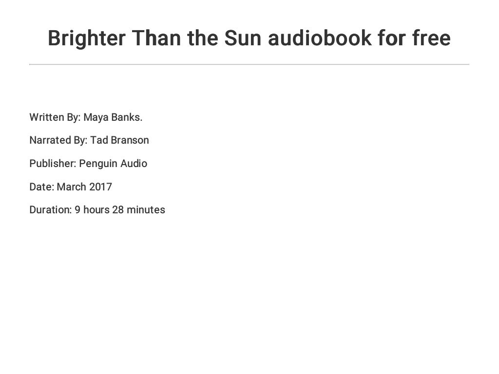 Brighter Than the Sun audiobook for free