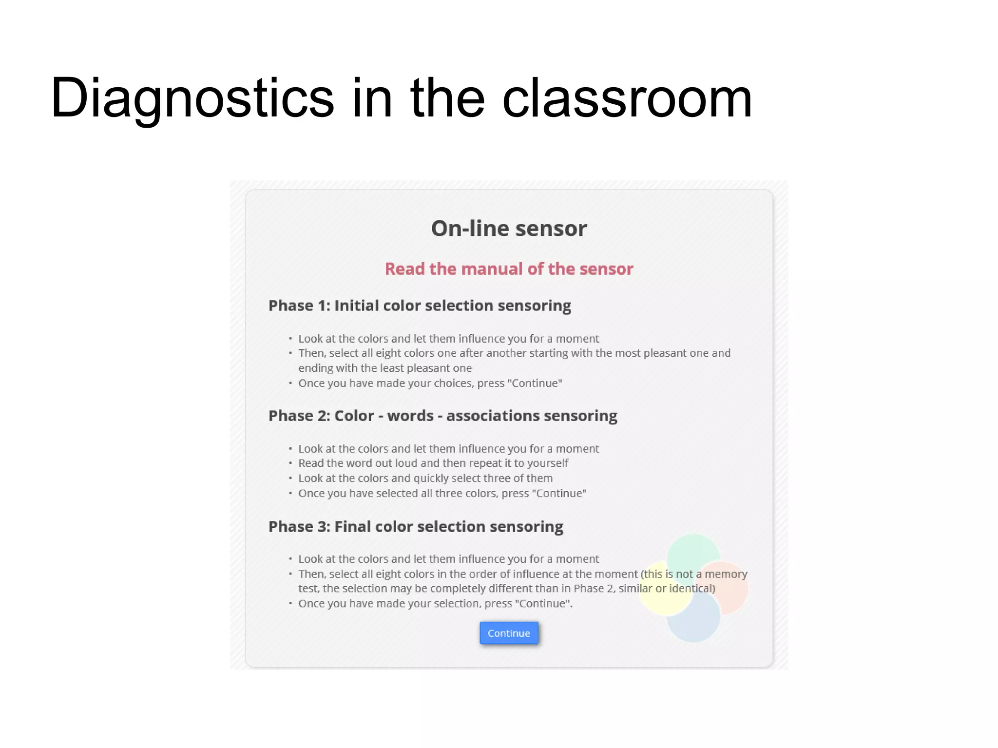 Diagnostics in the classroom