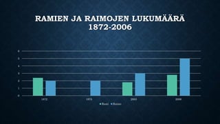 RAMIEN JA RAIMOJEN LUKUMÄÄRÄ 
1872-2006 
6 
5 
4 
3 
2 
1 
0 
1872 1975 2003 2006 
Rami Raimo 
 