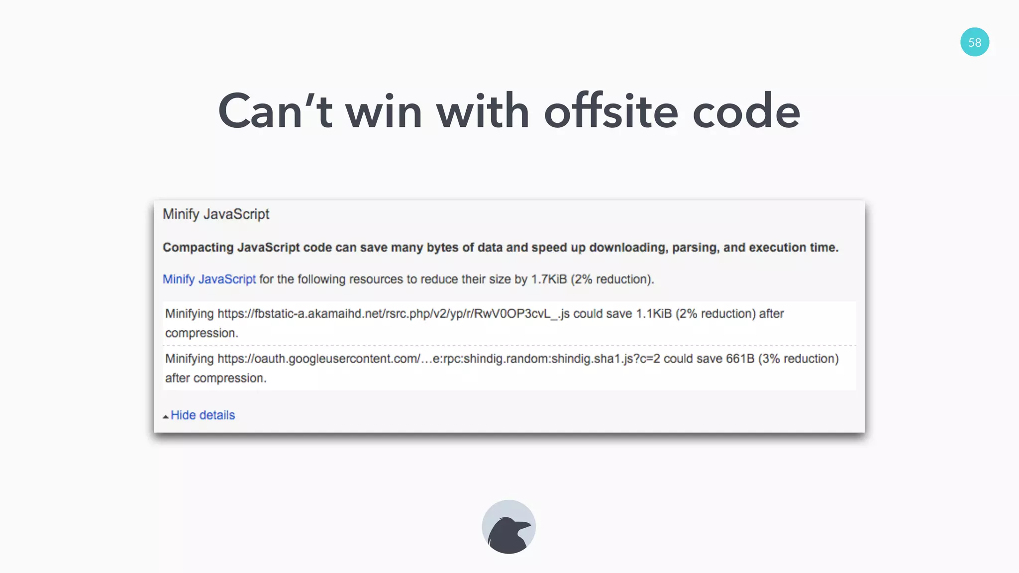 58
Can’t win with offsite code
 