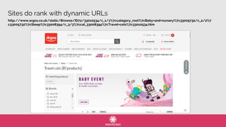 Sites do rank with dynamic URLs
http://www.argos.co.uk/static/Browse/ID72/33010534/c_1/1%7ccategory_root%7cBaby+and+nursery%7c33005732/c_2/2%7
c33005732%7cSleep%7c33008394/c_3/3%7ccat_33008394%7cTravel+cots%7c33010534.htm
 