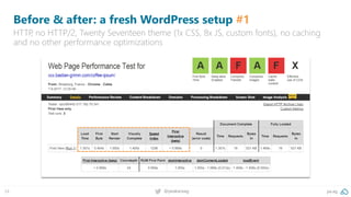 24 @peakaceag pa.ag
Before & after: a fresh WordPress setup #1
HTTP, no HTTP/2, Twenty Seventeen theme (1x CSS, 8x JS, cus...