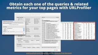 #SEOauditsGrowth #BrightonSEO by @aleyda from @orainti
Obtain each one of the queries & related
metrics for your top pages...