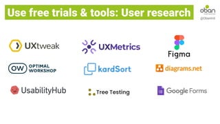Use free trials & tools: User research @ObanIntl
 