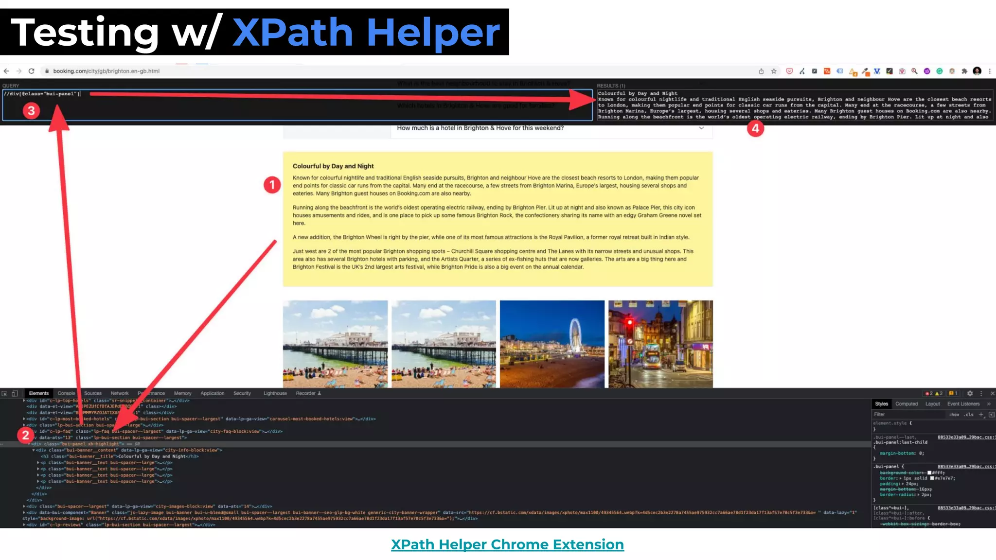 XPath Helper Chrome Extension
Testing w/ XPath Helper
 