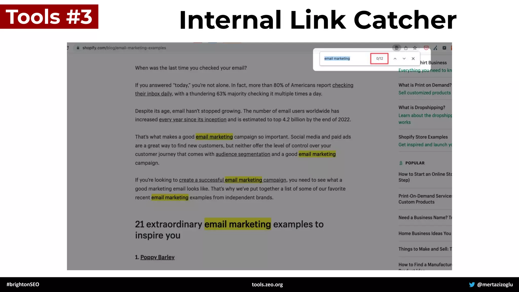 #brightonSEO @mertazizoglu
tools.zeo.org
Tools #3 Internal Link Catcher
 