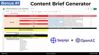 #brightonSEO @mertazizoglu
tools.zeo.org/sheets
Bonus #1 Content Brief Generator
+
 