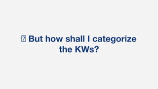 🤔 But how shall I categorize
the KWs?
 