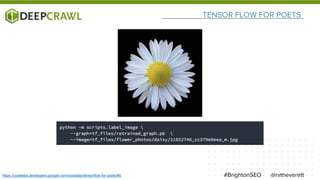 TENSOR FLOW FOR POETS
@rvtheverett#BrightonSEOhttps://codelabs.developers.google.com/codelabs/tensorflow-for-poets/#0
 