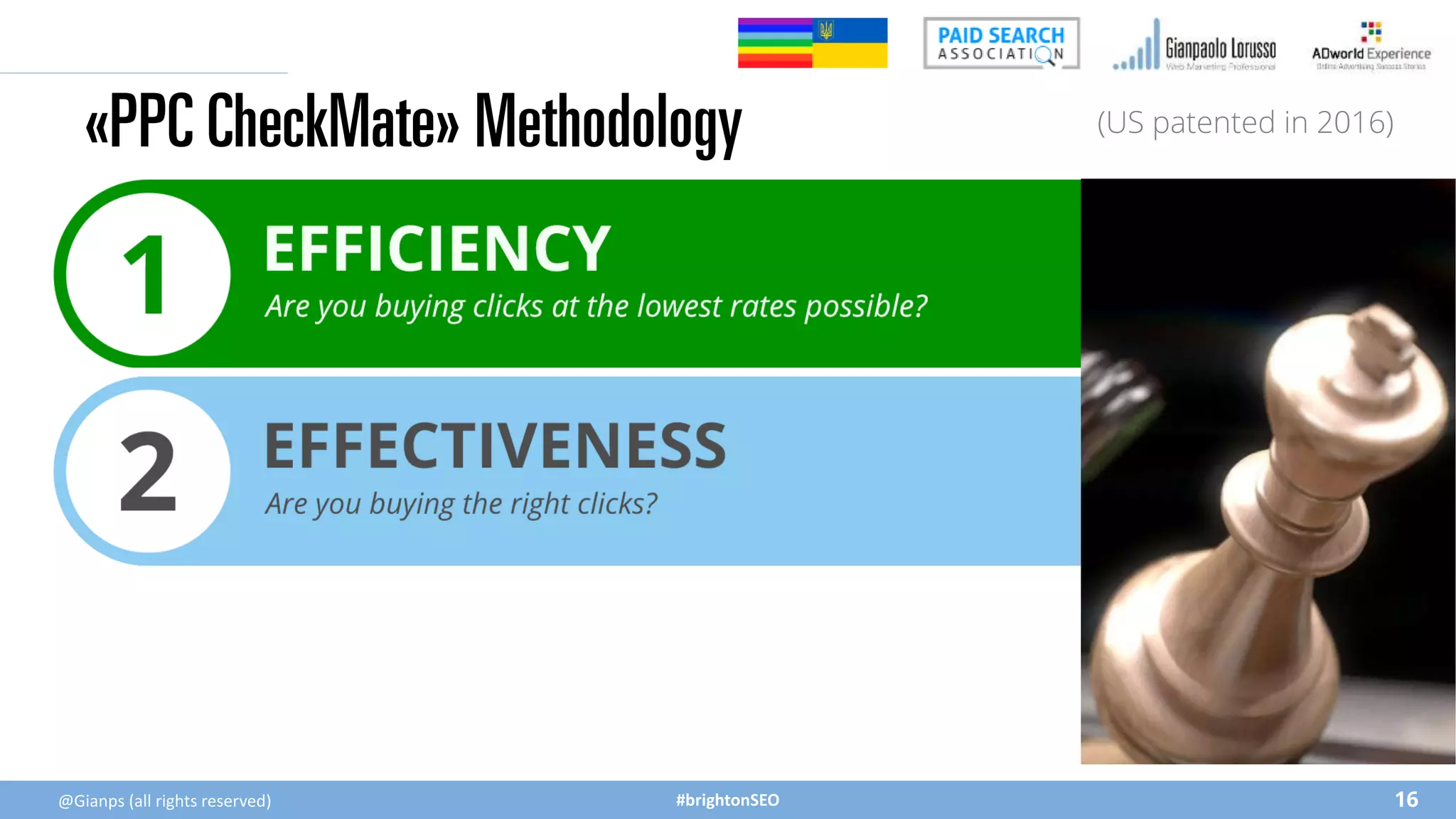#brightonSEO
«PPC CheckMate» Methodology
16
(US patented in 2016)
@Gianps (all rights reserved)
 