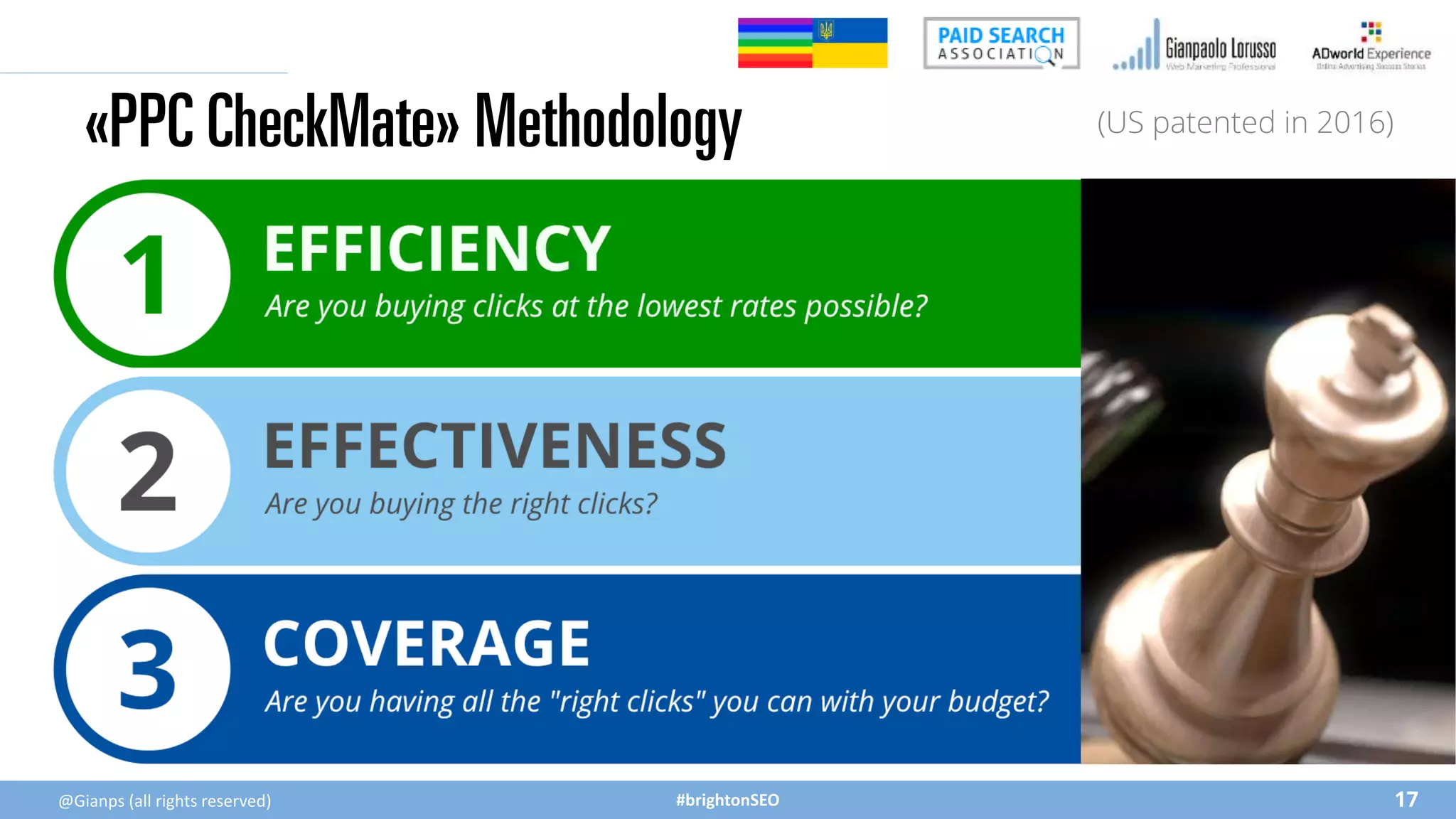 #brightonSEO
«PPC CheckMate» Methodology
17
(US patented in 2016)
@Gianps (all rights reserved)
 
