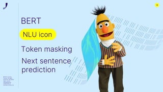 ©2022 Journey
Further. All rights
reserved. All related
logos, assets
messaging are
trademarks of
Journey Further Ltd
19
BERT
NLU icon
Token masking
Next sentence
prediction
 