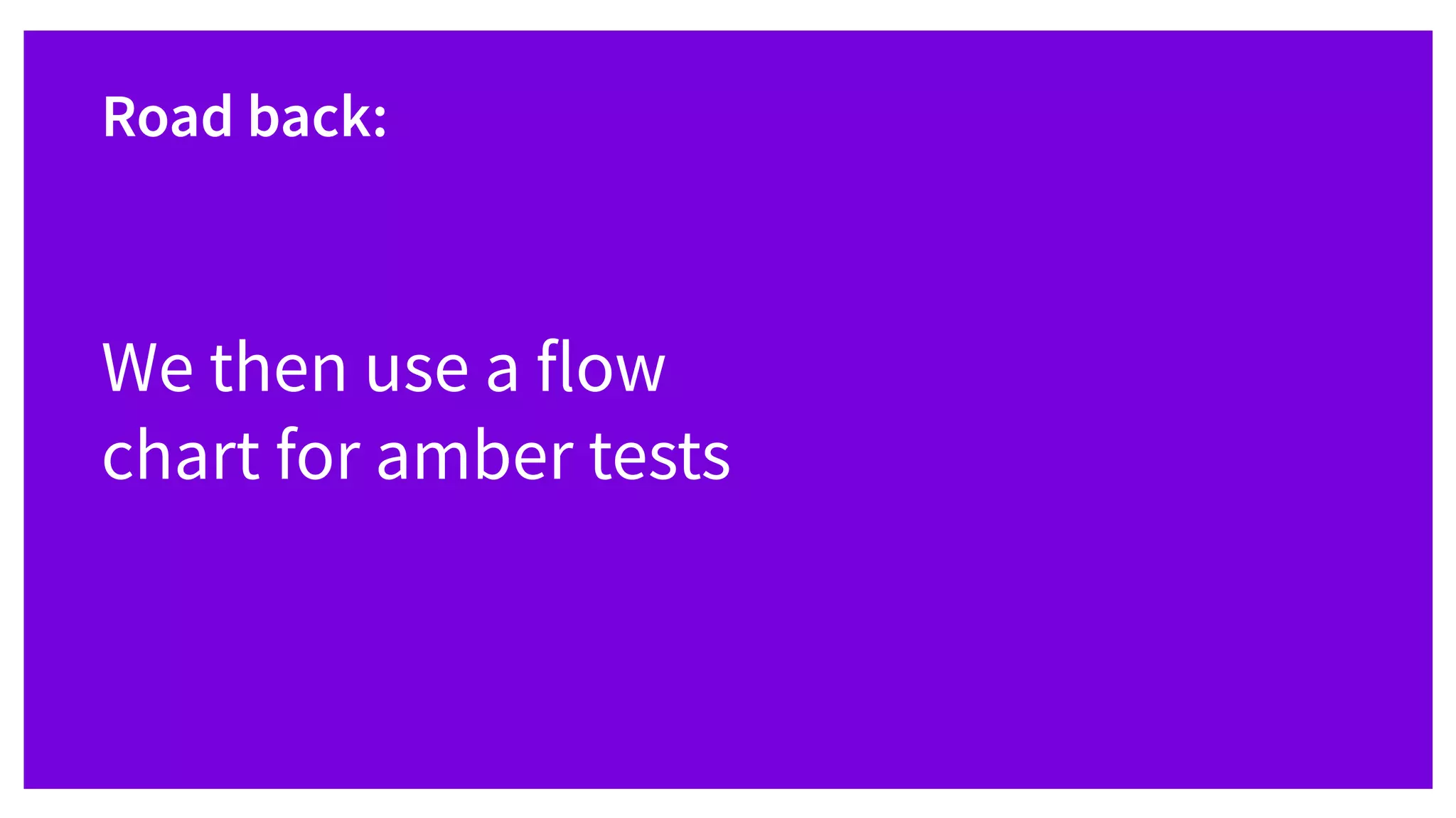 We then use a flow
chart for amber tests
Road back:
 