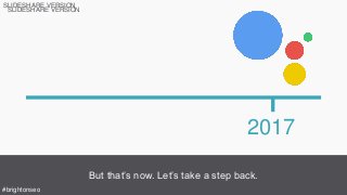 2017
But that’s now. Let’s take a step back.
#brightonseo
SLIDESHARE VERSION
SLIDESHARE VERSION
 