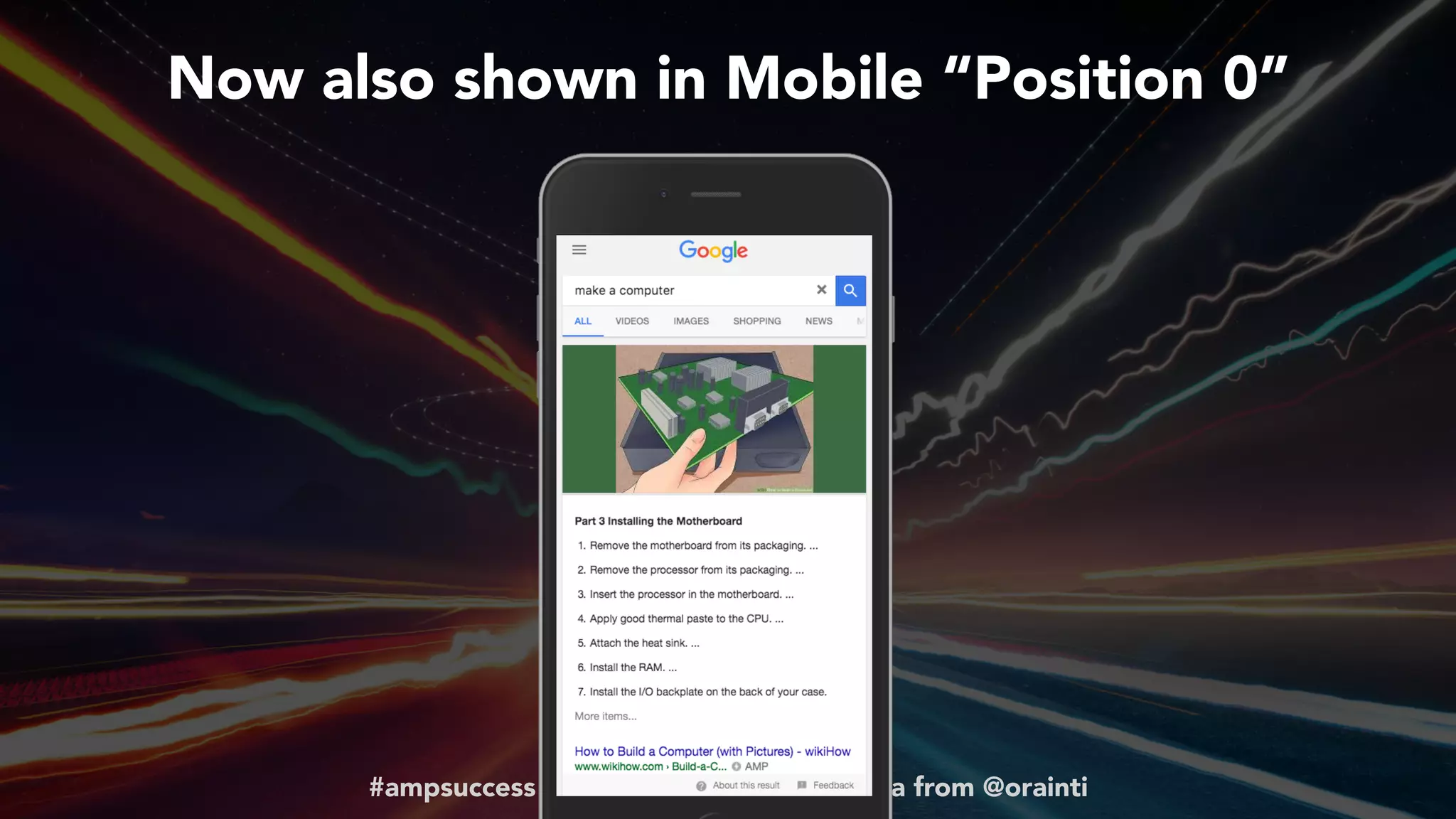 #ampsuccess at #brightonseo by @aleyda from @orainti
Now also shown in Mobile “Position 0”
 