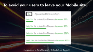 #ampsuccess at #brightonseo by @aleyda from @orainti
To avoid your users to leave your Mobile site…
 