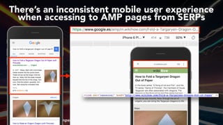 #ampsuccess at #brightonseo by @aleyda from @orainti#ampsuccess at #brightonseo by @aleyda from @orainti
There’s an inconsistent mobile user experience
when accessing to AMP pages from SERPs
 