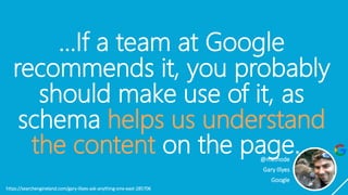 …If a team at Google
recommends it, you probably
should make use of it, as
schema helps us understand
the content on the page…
https://searchengineland.com/gary-illyes-ask-anything-smx-east-285706
@methode
Gary Illyes
Google
 